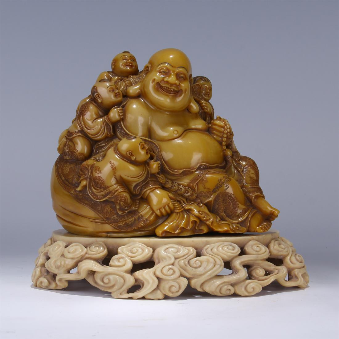 CHINESE TIANHUANG STONE BUDDHA WITH BOYS (1 of 10)