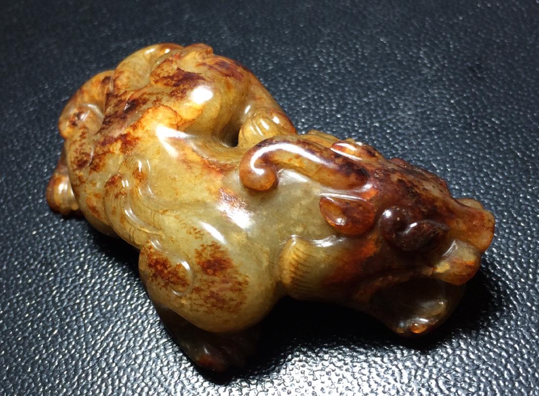 CHINESE ANCIENT JADE CARVED BEAST HAN DYNASTY