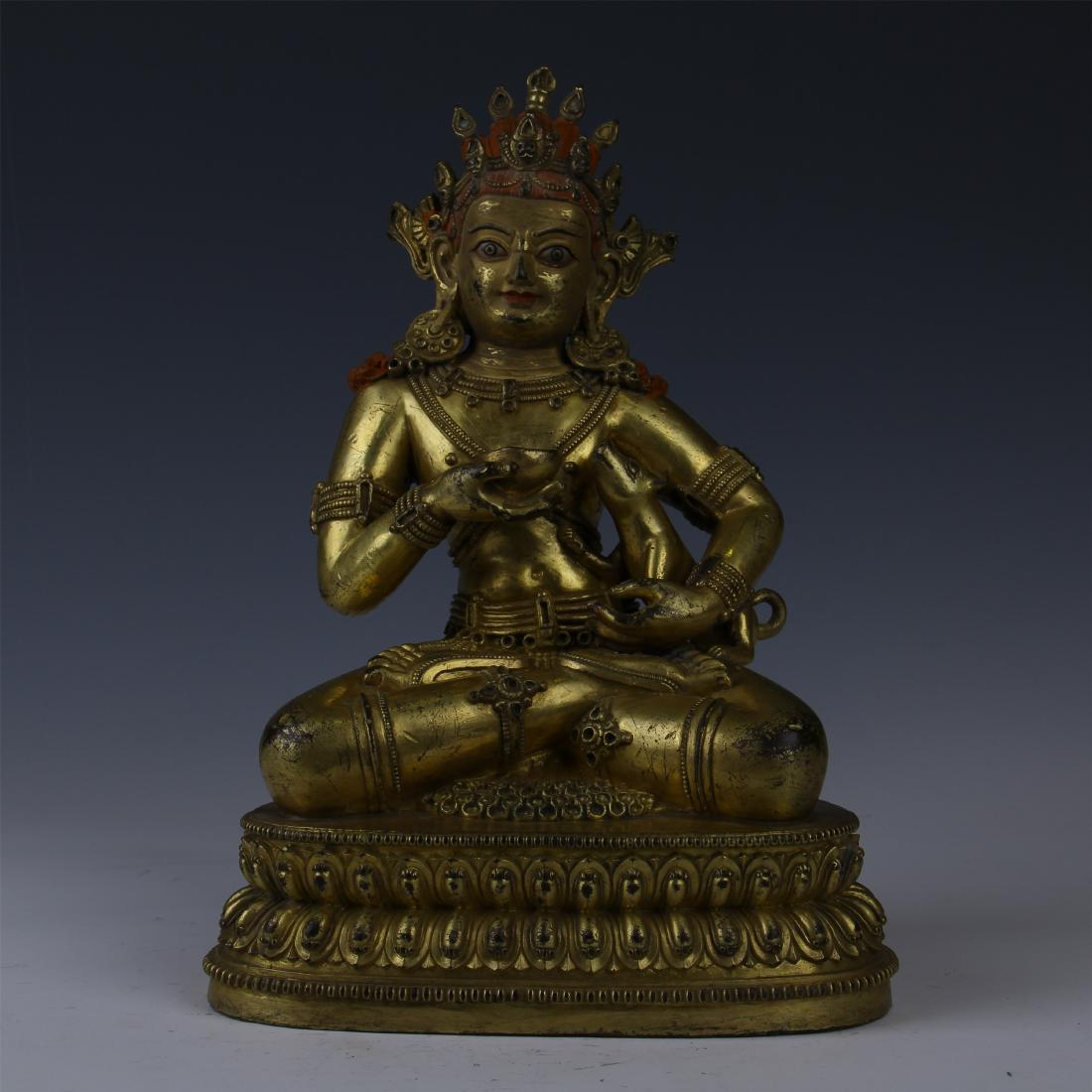 TIBETAN GILT BRONZE SEATED GOD OF WEALTH (1 of 10)