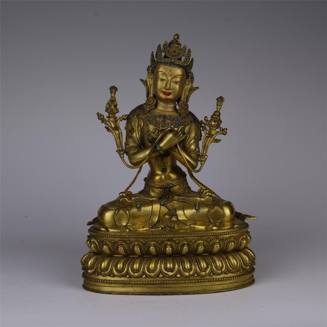 CHINESE GILT BRONZE SEATED GUANYIN (1 of 9)
