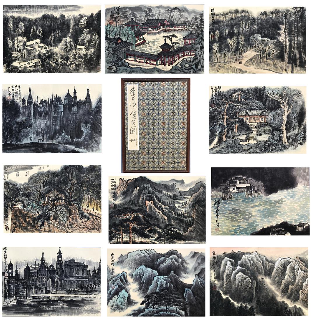 ELEEVEN PAGES OF CHINESE ALBUM PAINTING OF MOUNTAIN (1 of 14)