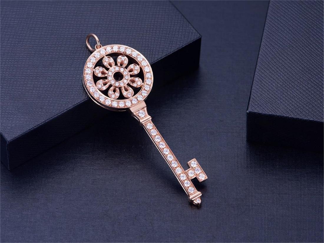 TIFFANY 18K ROSE GOLD DIAMOND SUNFLOWER KEY PENDANT (1 of 3)