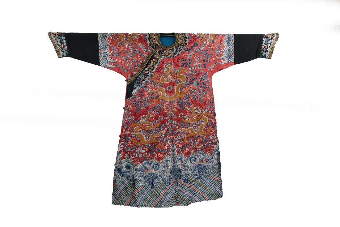 CHINESE EMBROIDERY IMPERIAL DRAGON ROBE QING DYNASTY (1 of 16)