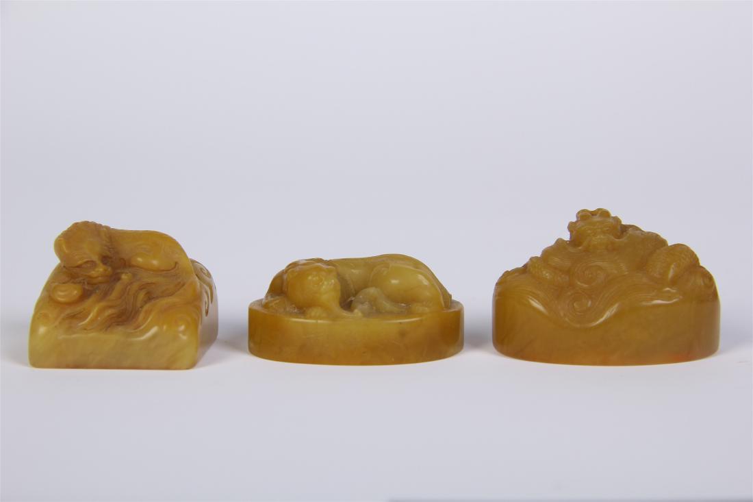 THREE CHINESE TIANHUANG STONE SEALS (1 of 19)