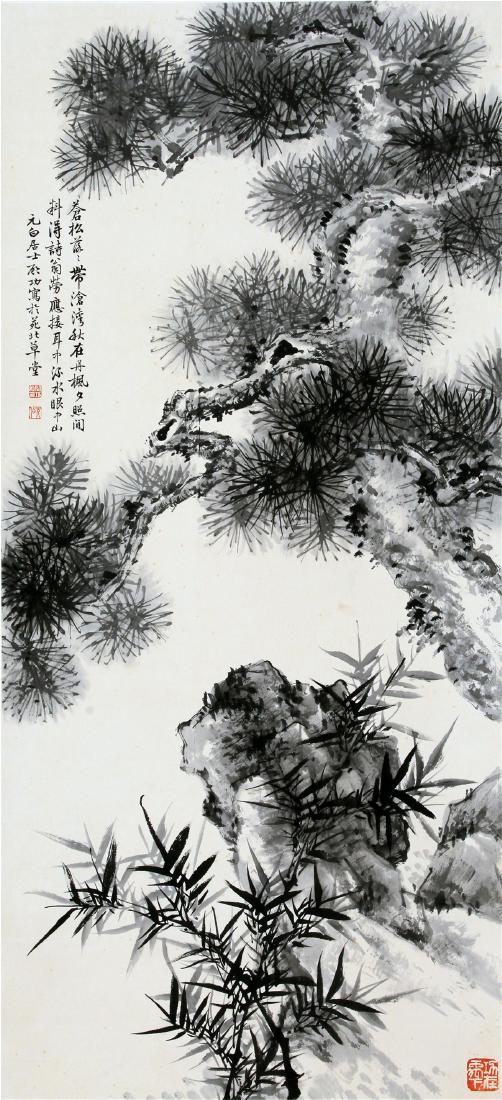 CHINESE SCROLL PAINTING OF PINE TREE (1 of 5)