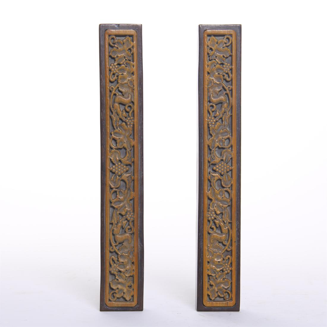 PAIR OF CHINESE HARDWOOD BAMBOO PAPER WEIGHT (1 of 10)