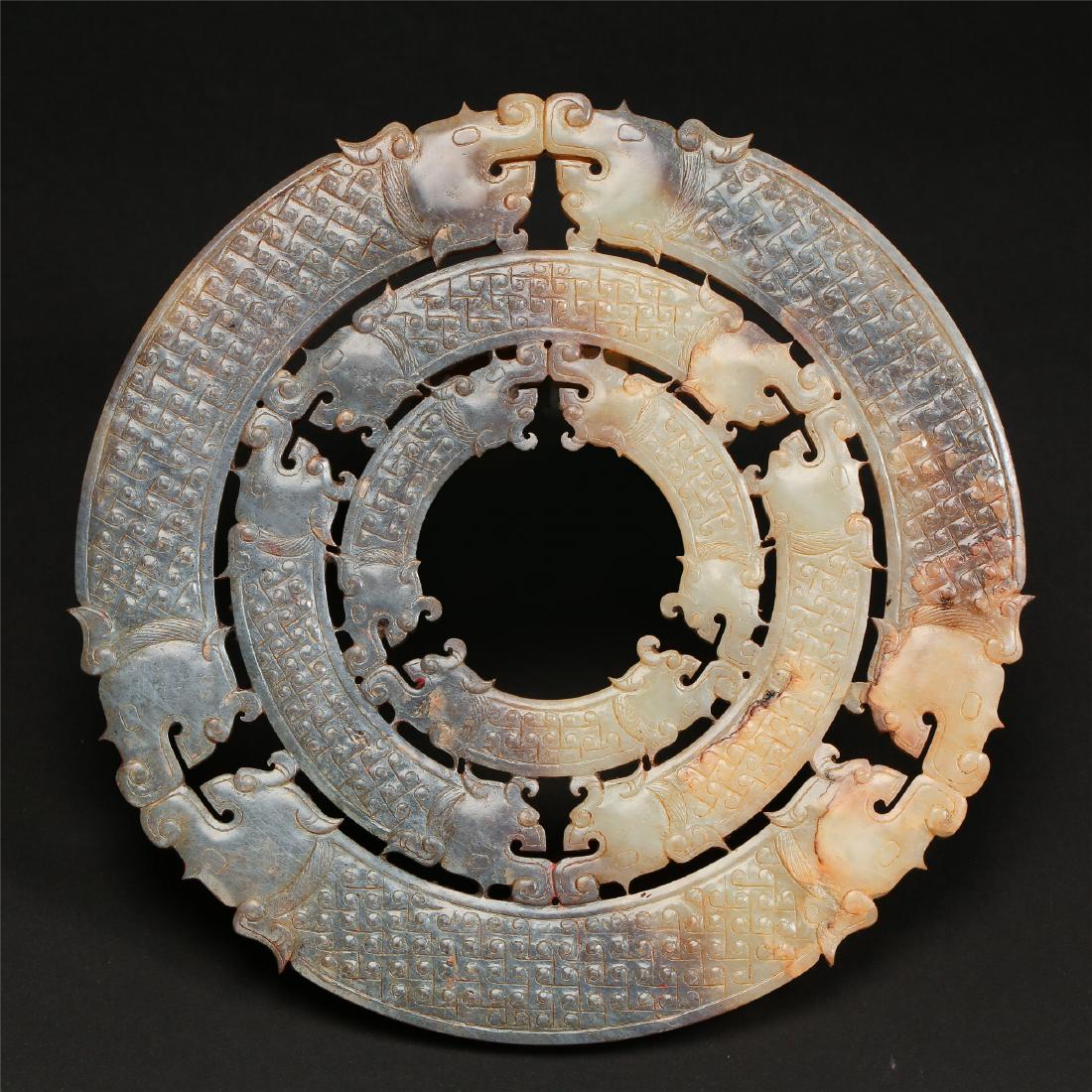 CHINESE ANCIENT JADE DRAGON CIRCLE BI DISK (1 of 7)