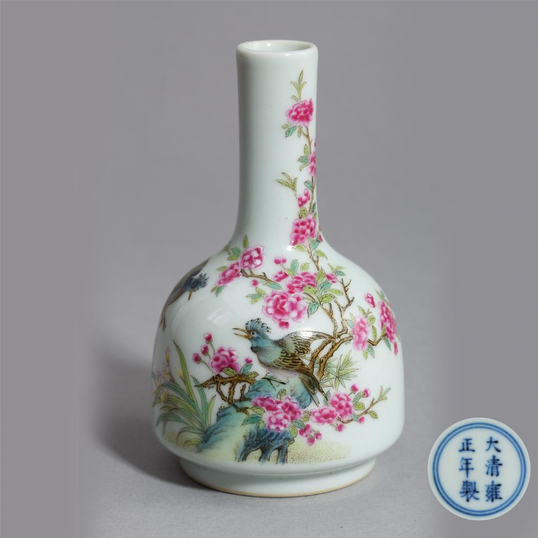 CHINESE PORCELAIN FAMILLE ROSE BRID AND FLOWER  BELL (1 of 12)