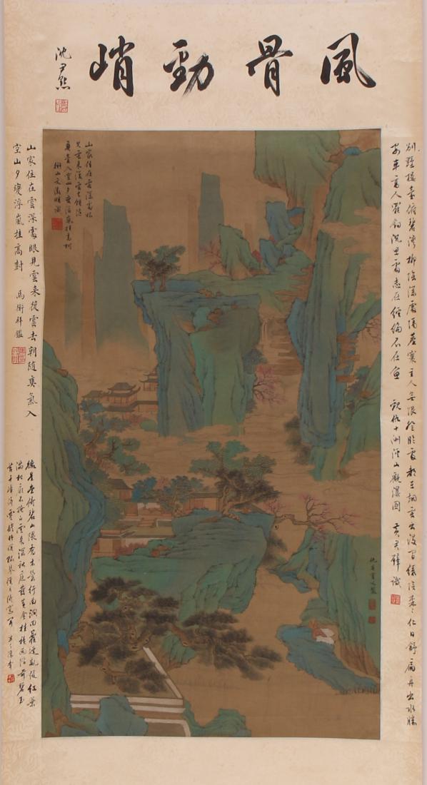 CHINESE SCROLL PAINTING OF MOUNTAIN VIEWS WITH (1 of 12)