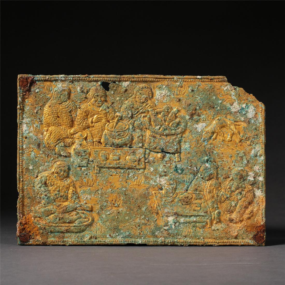 CHINESE GILT BRONZE PLAQUE LIAO DYNASTY (1 of 7)