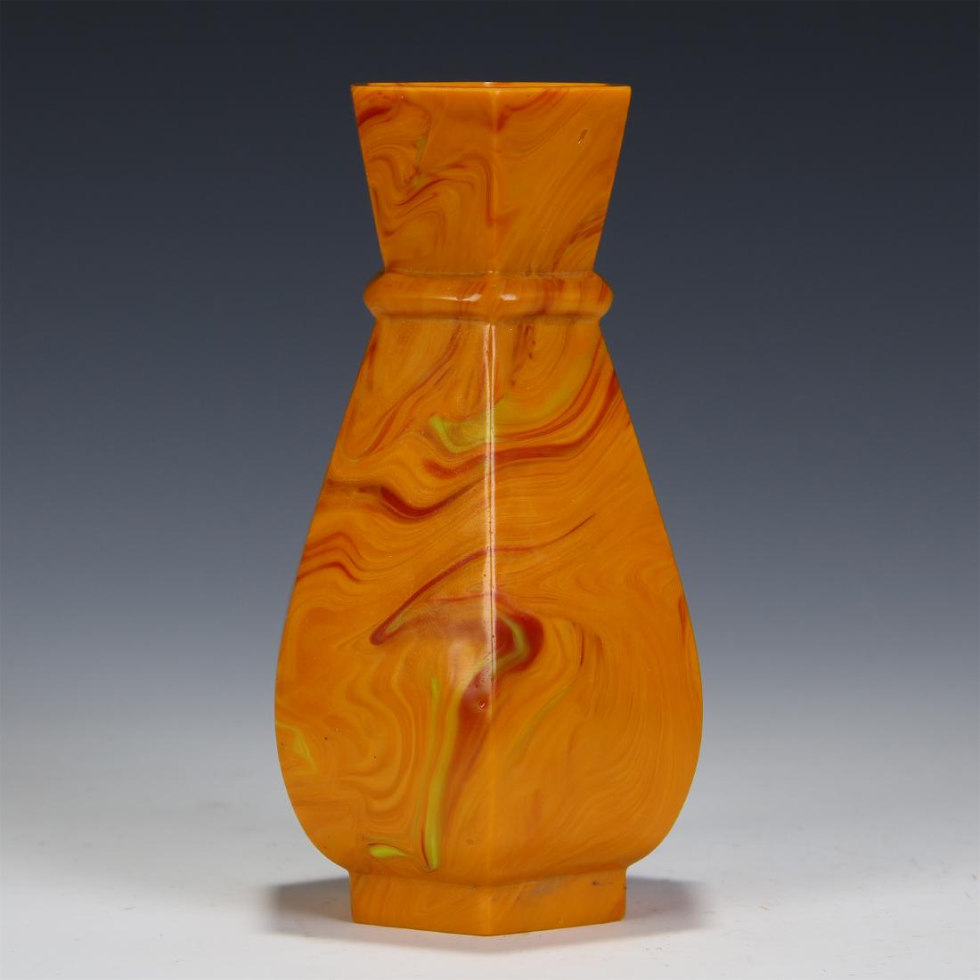 CHINESE PEKING GLASS SQUARE VASE (1 of 10)