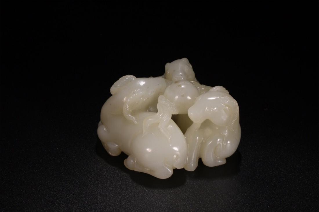 CHINESE CELADON JADE THREE RAMS TABLE ITEM (1 of 4)