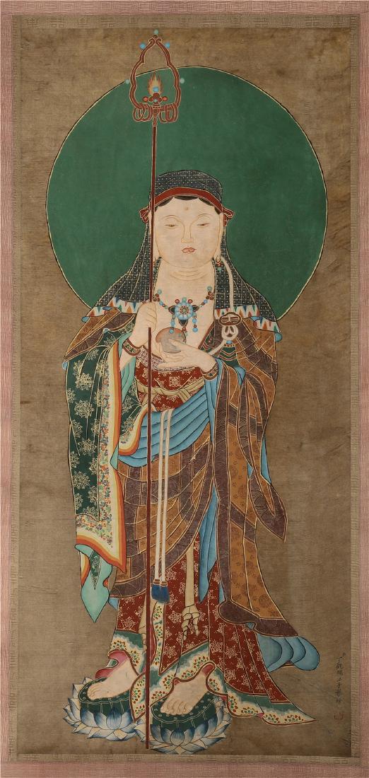CHINESE SCROLL PAINTING OF STANDING BUDDHA (1 of 8)