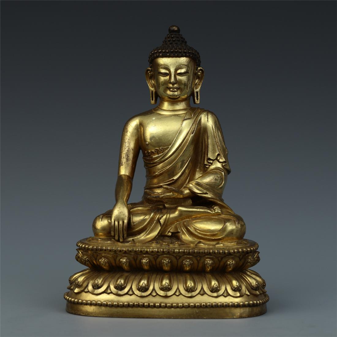 CHINESE GILT BRONZE SEATED SAYKAMUNI (1 of 10)