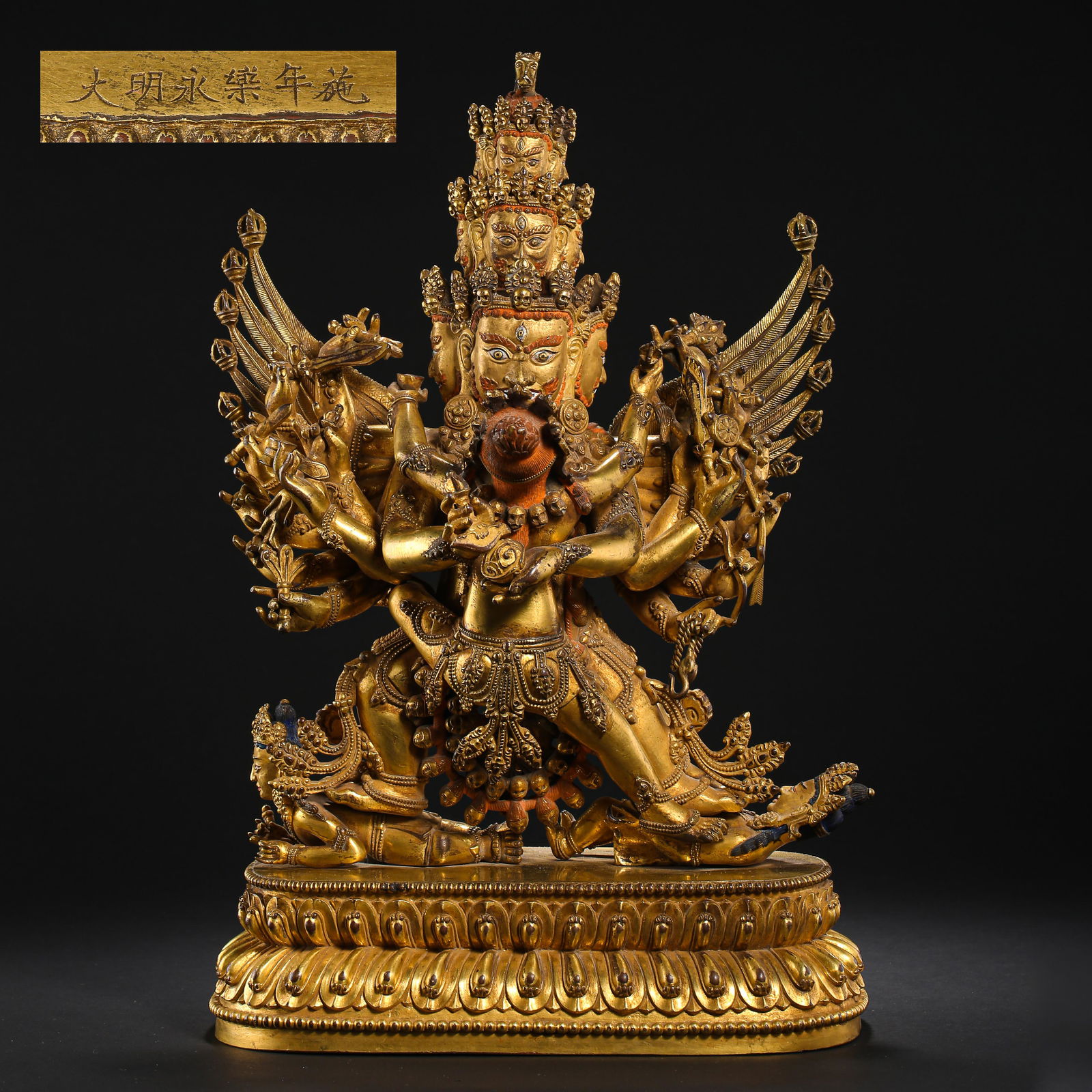 TIBETAN GILT BRONZE STANDING BUDDHIST GUARDIAN (1 of 15)