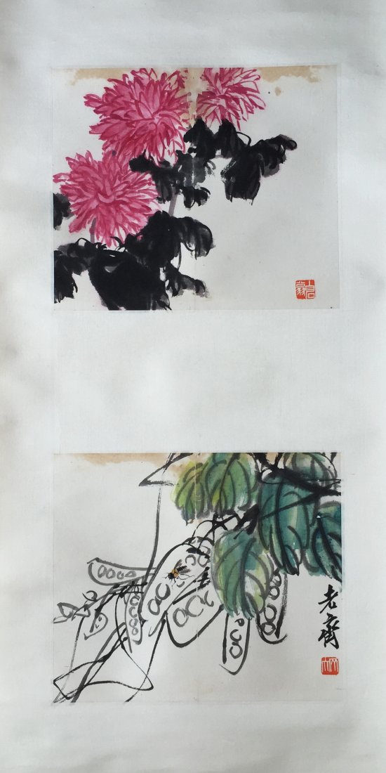 CHINESE SCROLL PAINTING OF FLOWER SIGNED BY QI BAISHI (1 of 5)