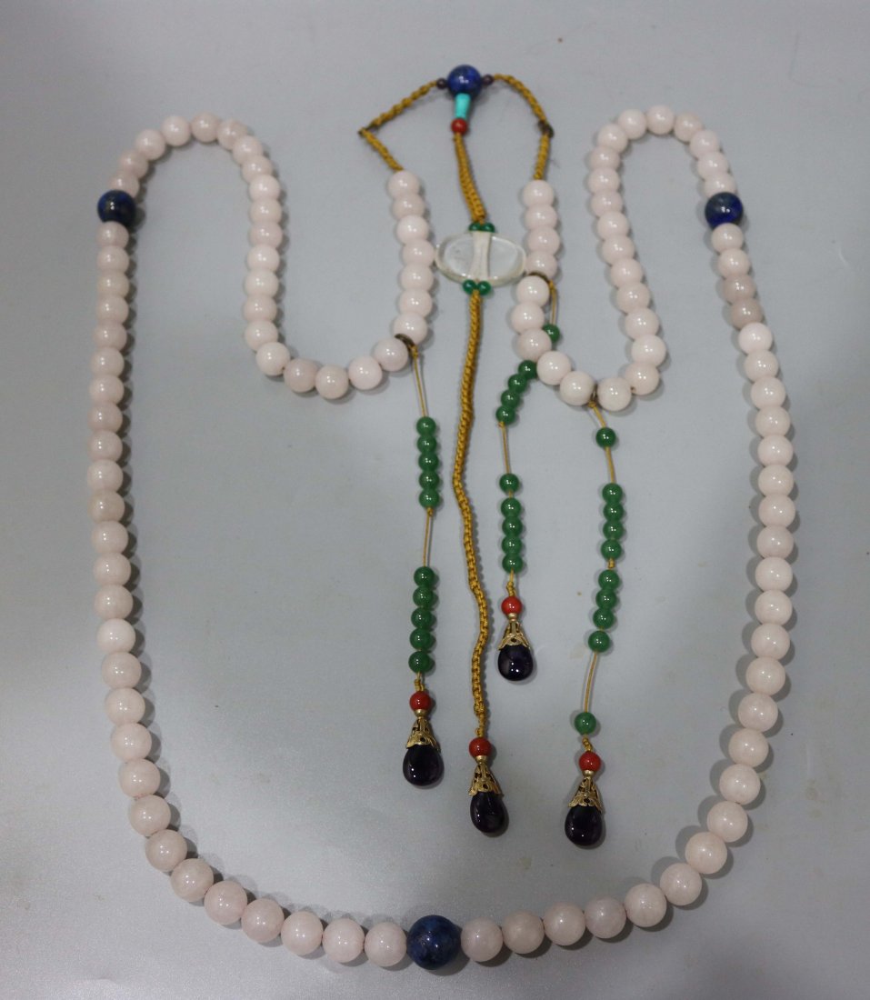 CHINESE WHITE JADE BEAD COURT NECKLACE CHAOZHU (1 of 4)