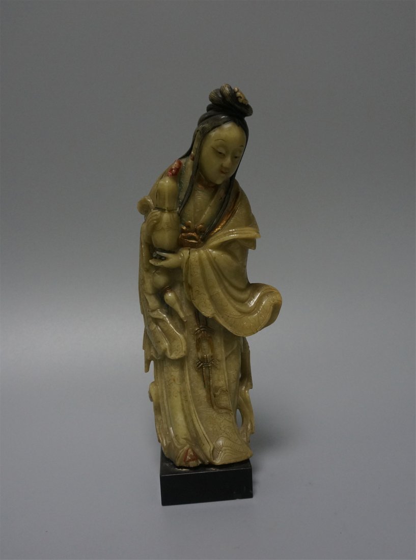 SOAPSTONE CARVED LADY AND PEACH (1 of 3)