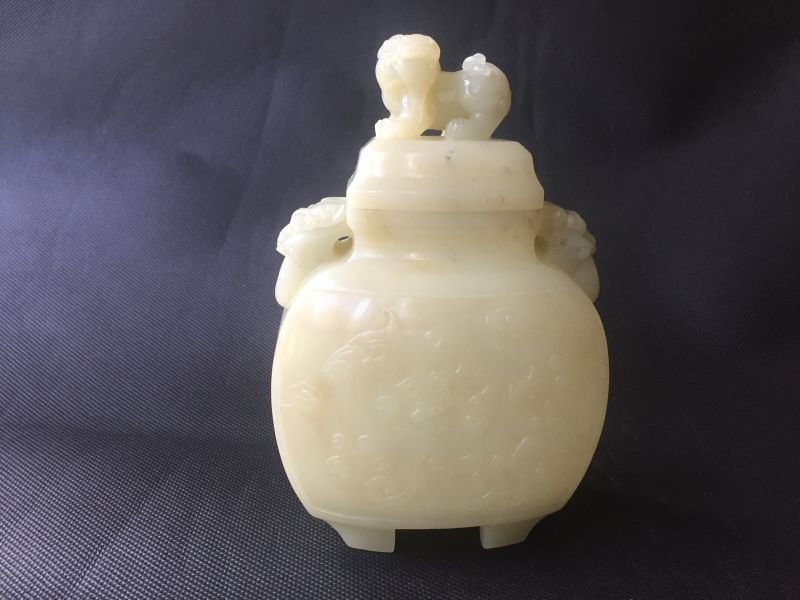 CHINESE JADE CARVED SQUARE VASE (1 of 3)