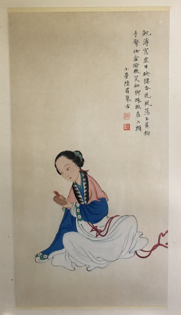 CHINESE SCROLL PAINTING OF BEAUTY (1 of 4)
