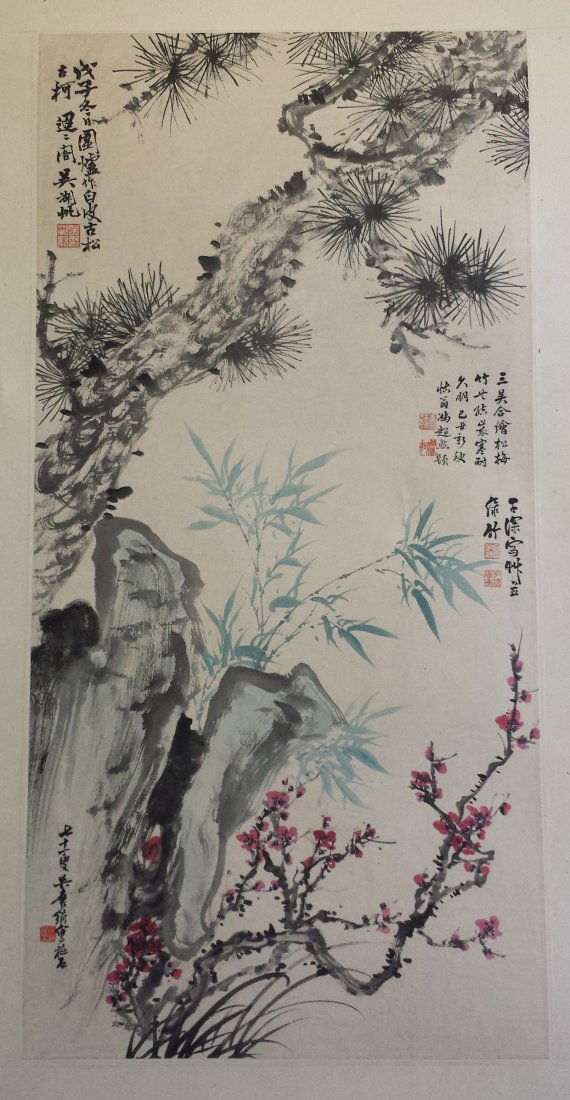 CHINESE SCROLL PAINTING OF PINE AND ROCK (1 of 6)