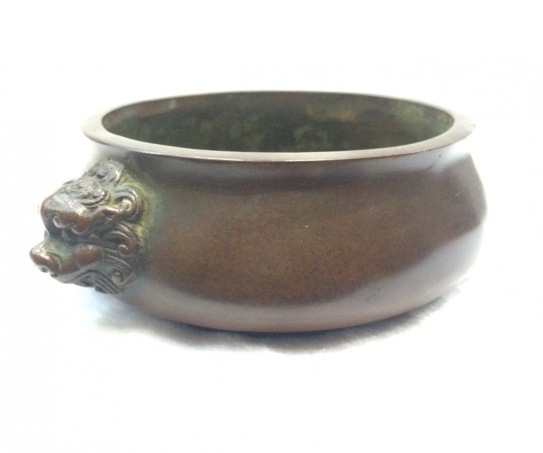 CHINESE BRONZE LION HEAD CENSER (1 of 4)