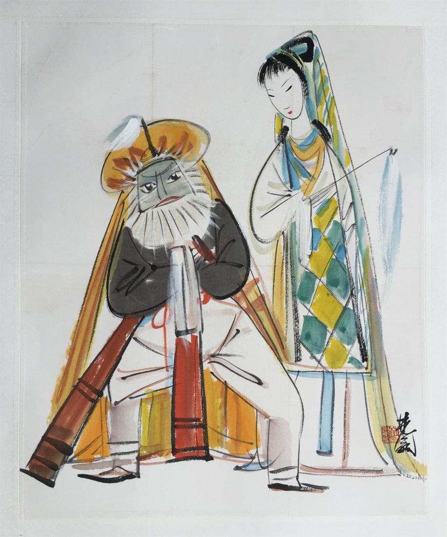 CHINESE SCROLL PAINTING OF TWO FIGURES (1 of 4)