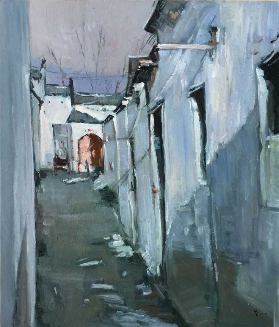 CHINESE OIL PAINTING OF WHITE HOUSES (1 of 3)