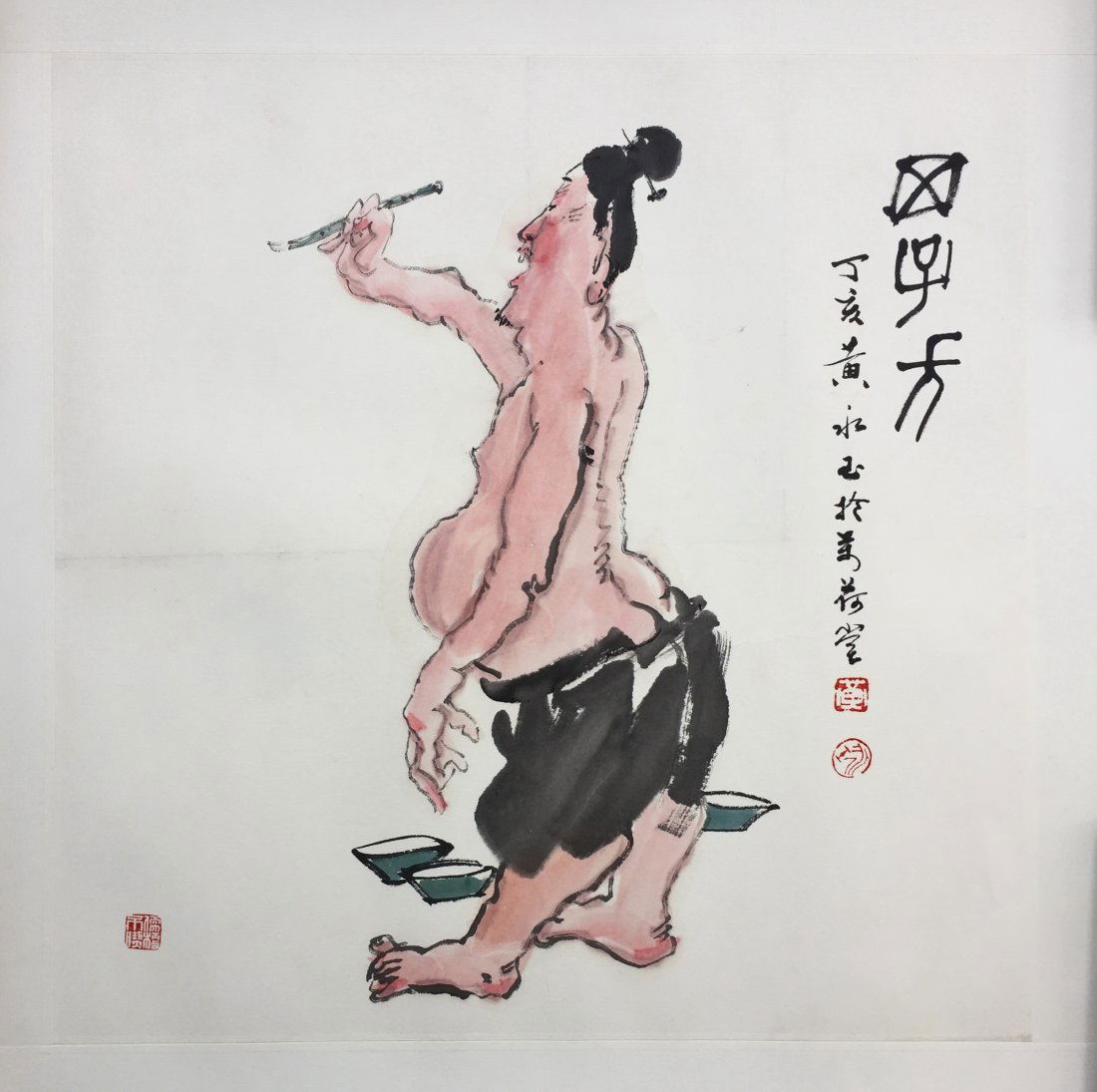 CHINESE SCROLL PAINTING OF OLD MAN (1 of 5)