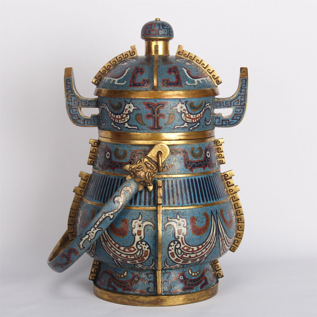 CHINESE CLOISONNE LIDDED KETTLE (1 of 7)