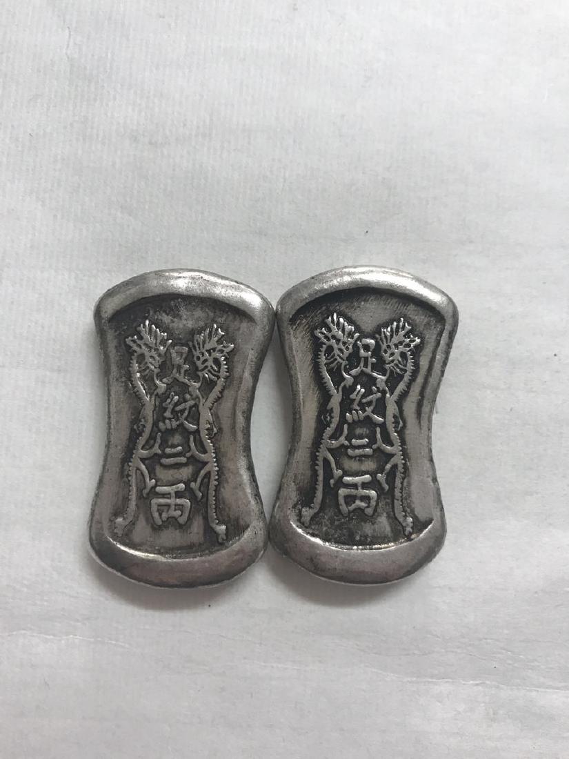TWO CHINESE SILVER INGOTS SYCEE CHING DYNASTY (1 of 3)