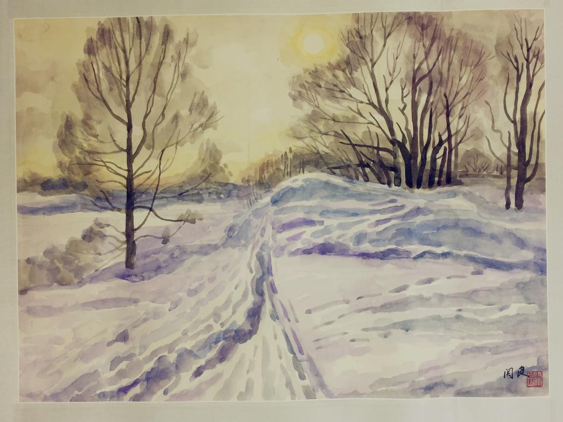 CHINESE WATERCOLOR OF LANDSCAPE (1 of 4)