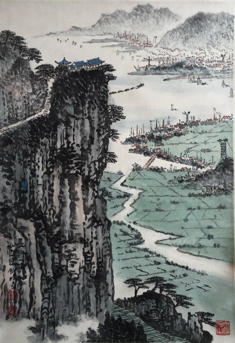 CHINESE FRAMED SCROLL PAINTING OF MOUNTAIN VIEWS (1 of 5)