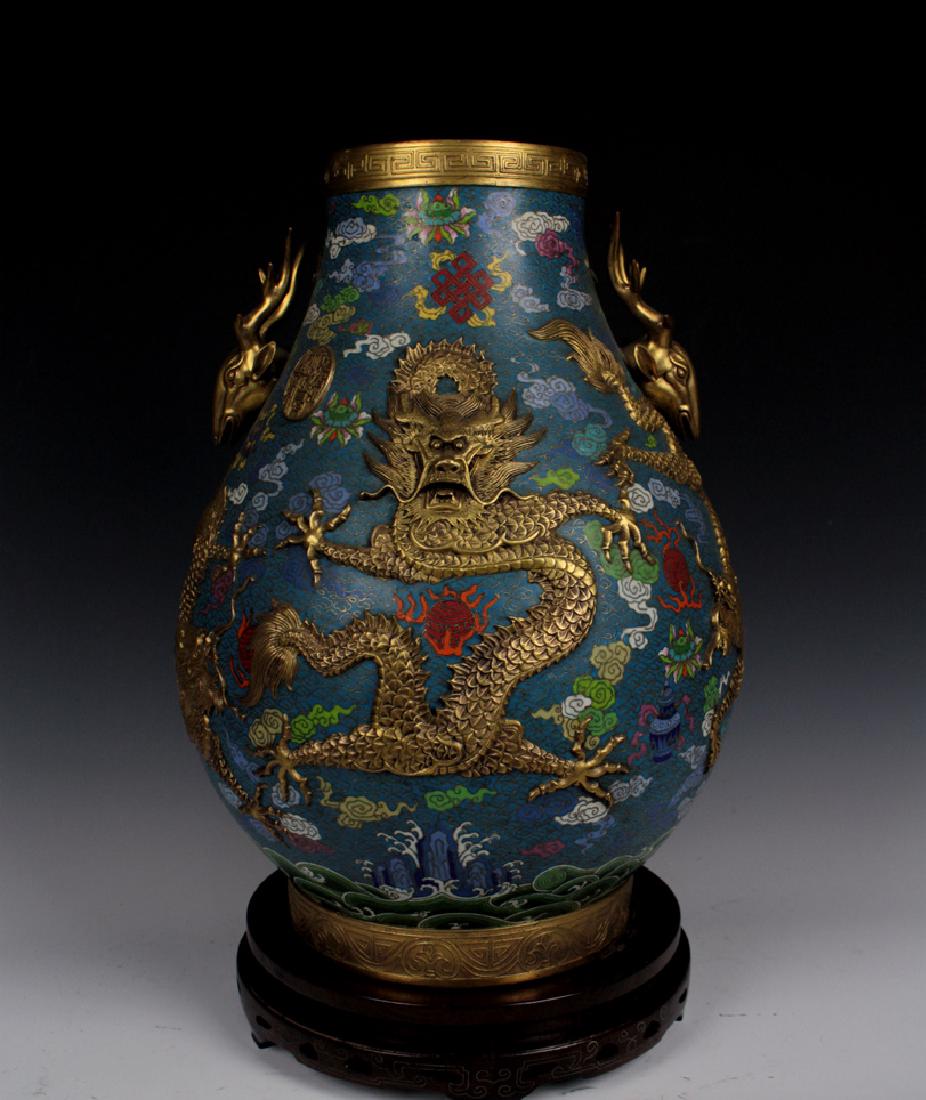CHINESE CLOISONNE DRAGON ZUN VASE (1 of 5)