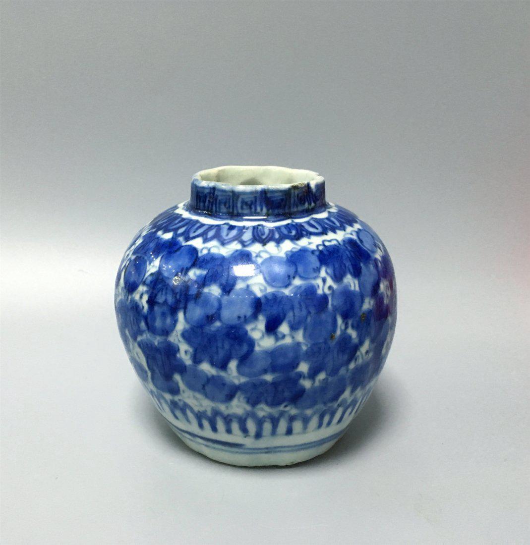 CHINESE PORCELAIN BLUE AND WHITE JAR MING DYNASTY (1 of 4)