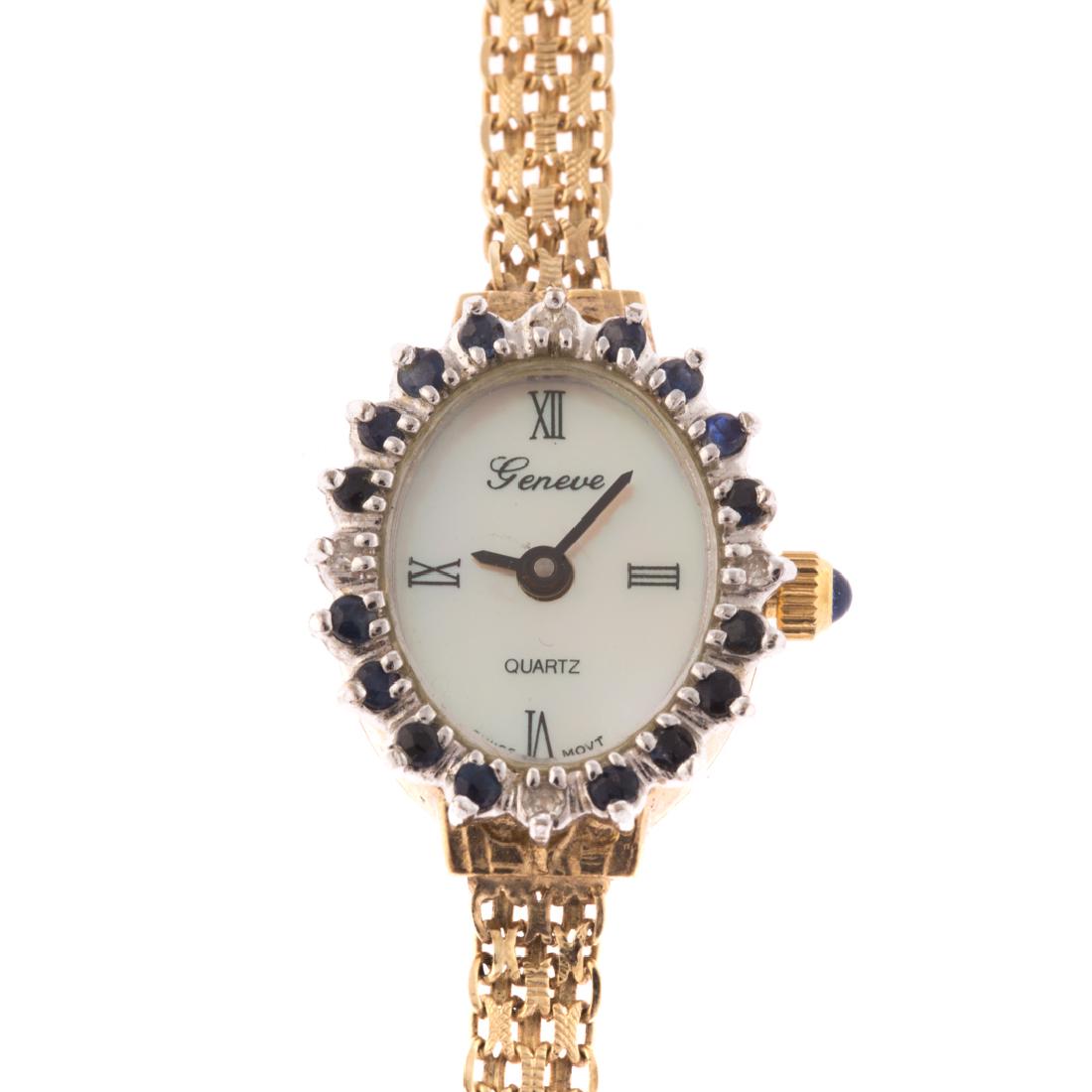 A Lady's 14K Geneve Dress Watch with Sapphires (1 of 3)