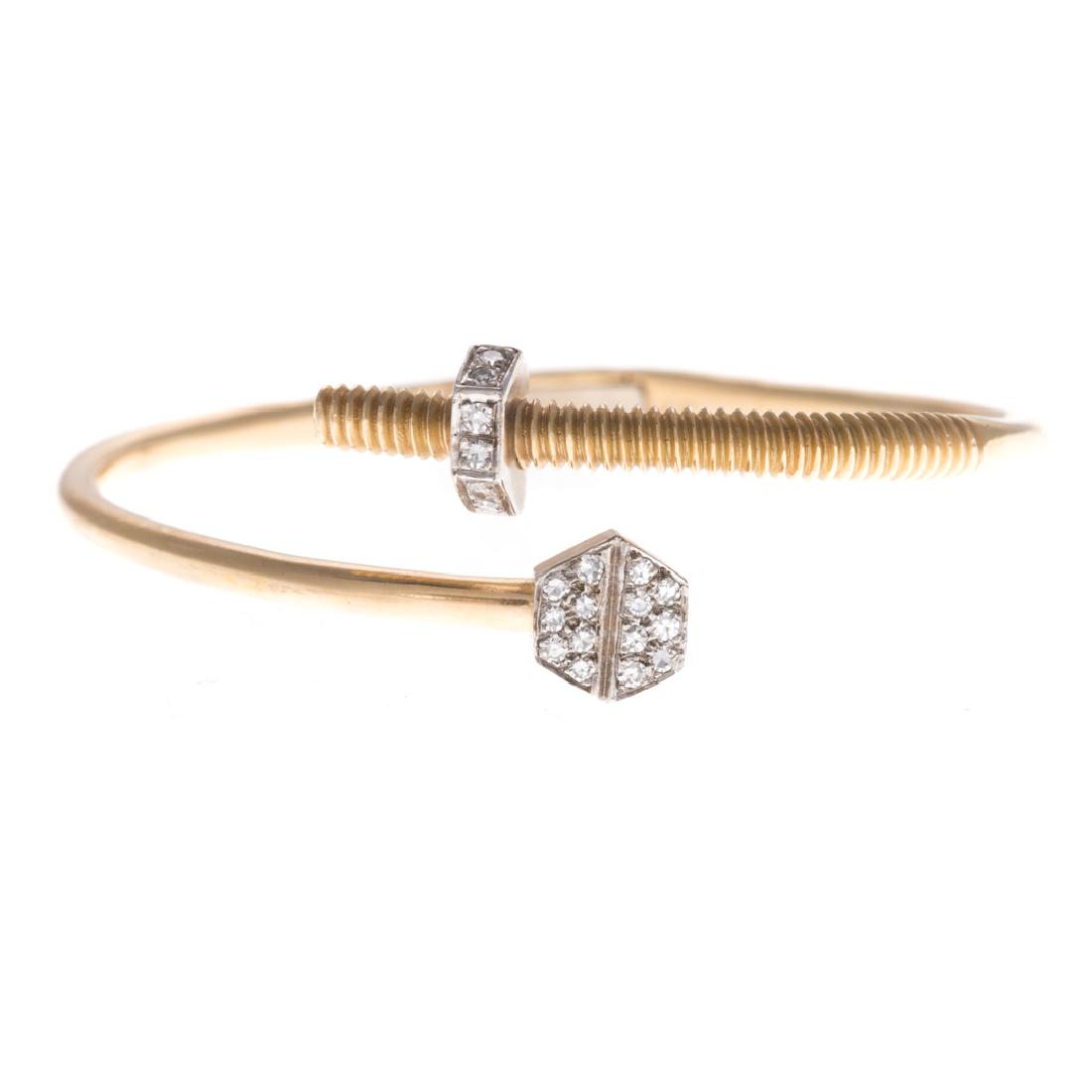 A Gold and Diamond Nail & Screw Cuff Bracelet (1 of 3)
