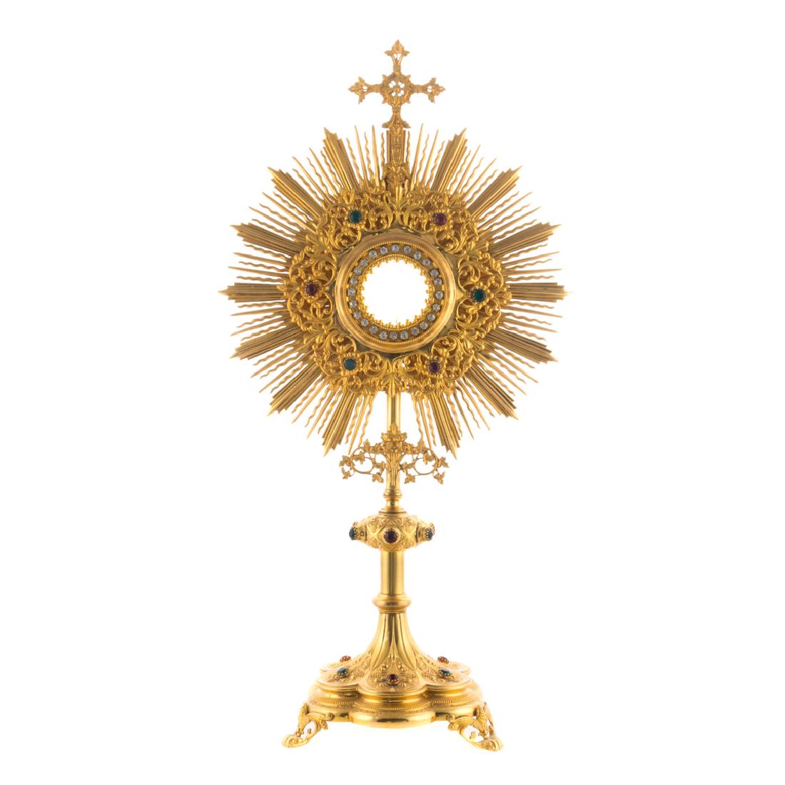 French Neo-Gothic style dore bronze monstrance (1 of 6)