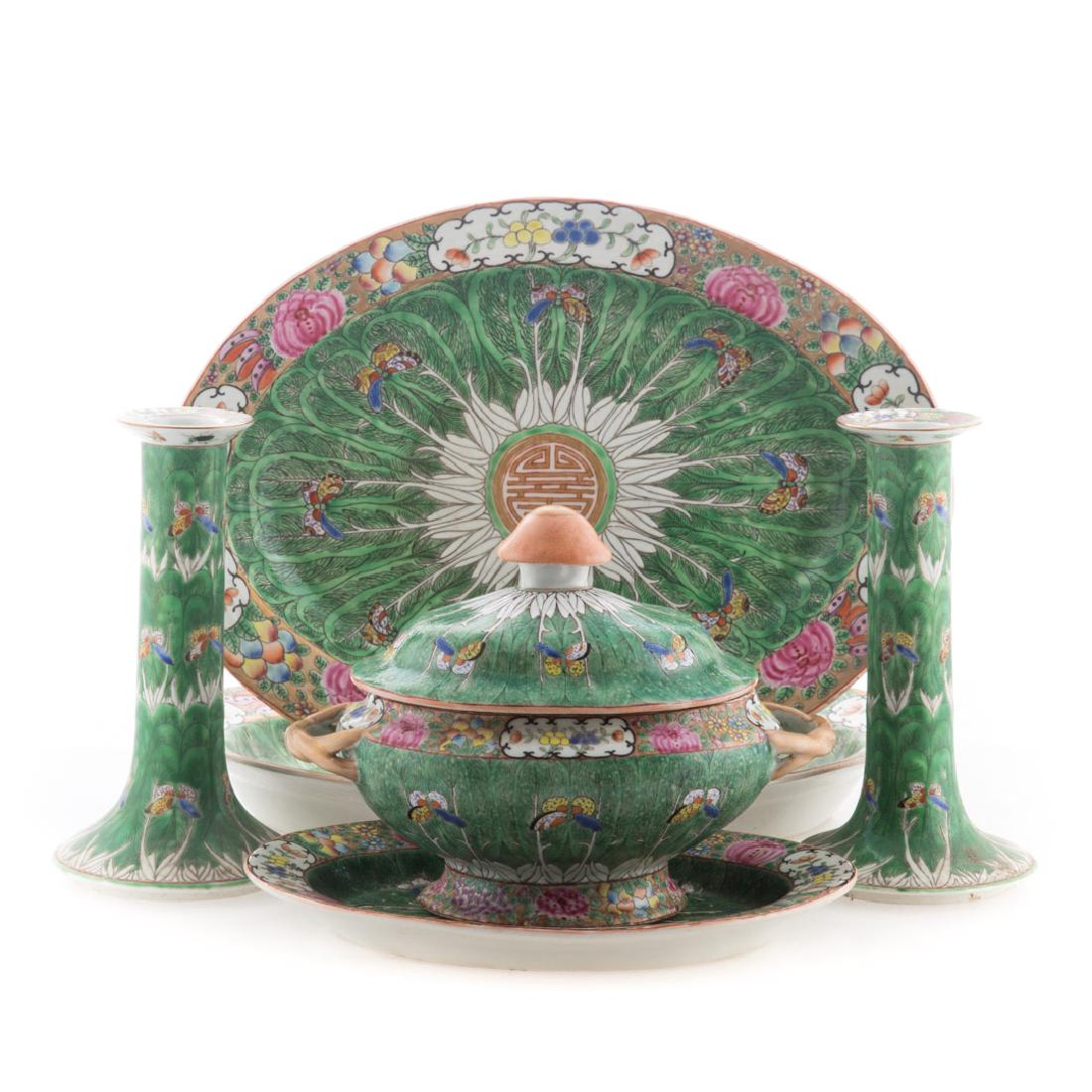 Six Chinese Export Cabbage Leaf table articles (1 of 5)