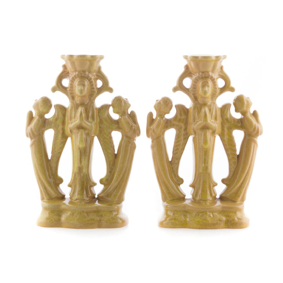 Pair Cowan Pottery Byzantine candlesticks (1 of 5)