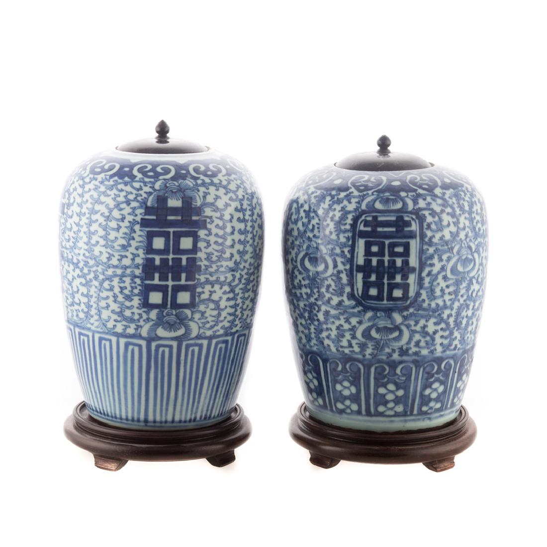 Two Chinese Export blue and white porcelain jars (1 of 5)