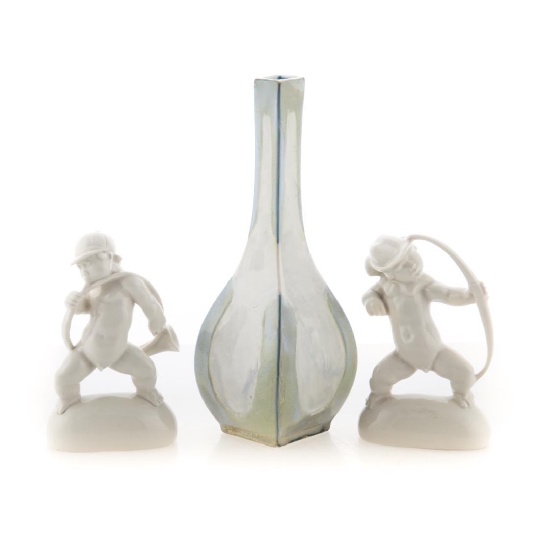 Pair of porcelain figures and vase (1 of 4)