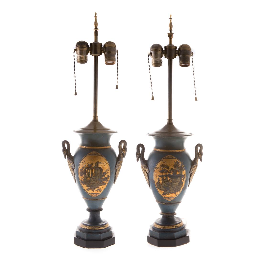 Pair Victorian toleware vases (1 of 7)