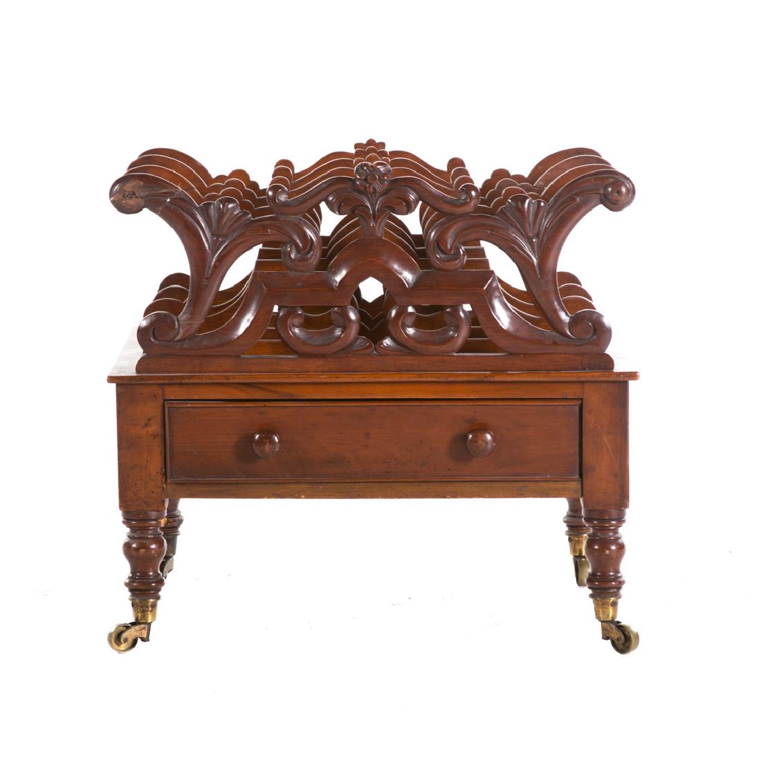 Rococo Revival carved walnut Canterbury (1 of 4)