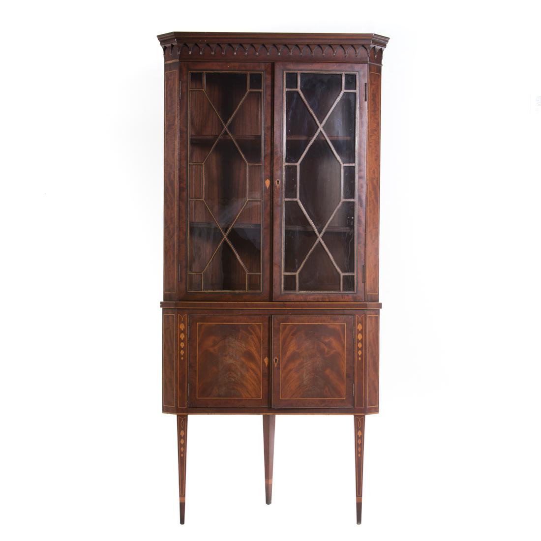 Federal style inlaid mahogany corner cabinet (1 of 5)
