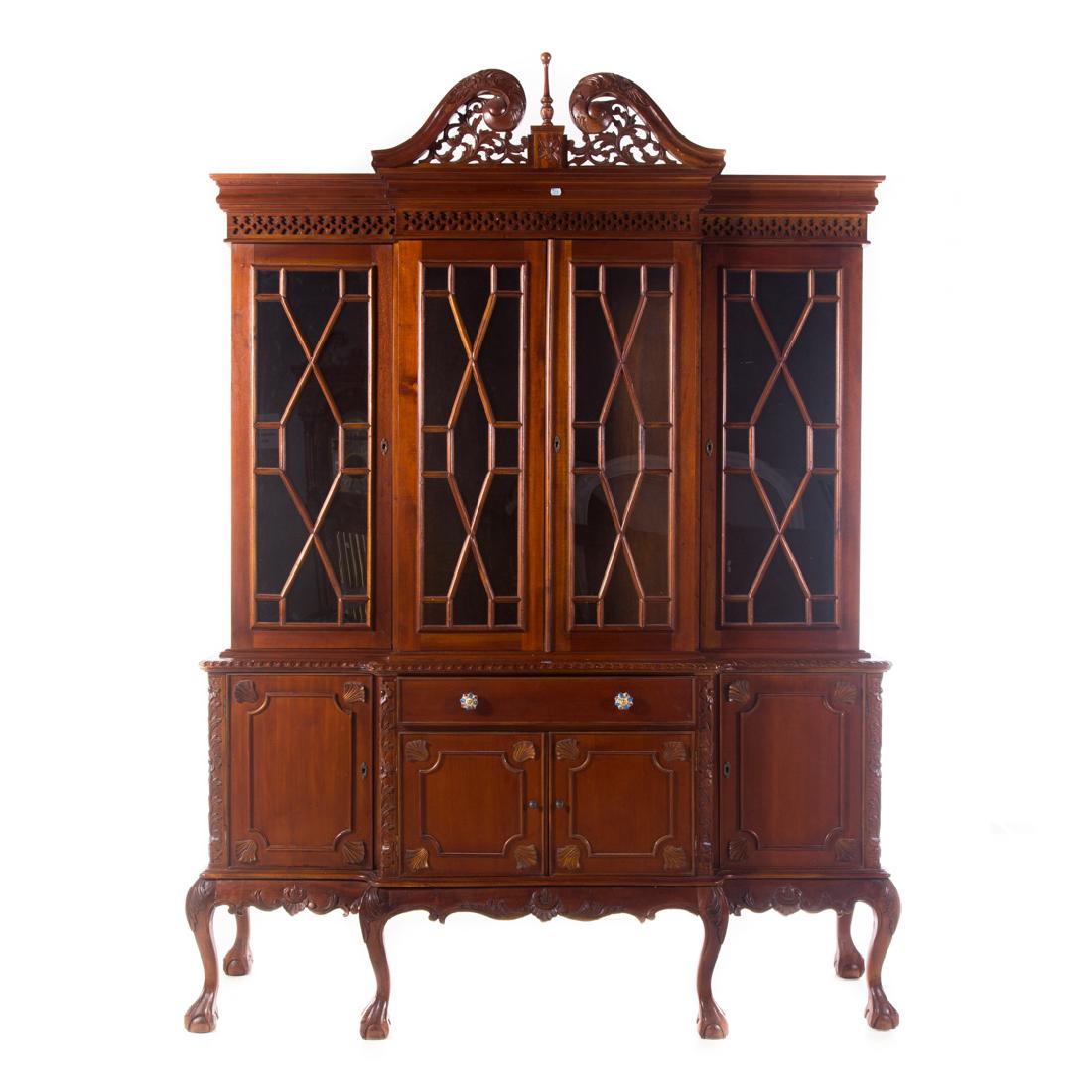Chippendale style mahogany breakfront (1 of 6)