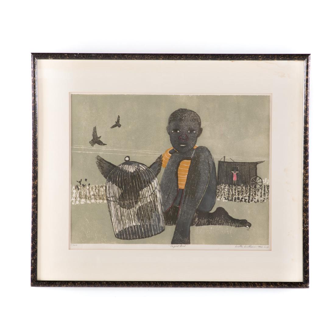 Walter Henry Williams. "Caged Bird", woodcut (1 of 4)