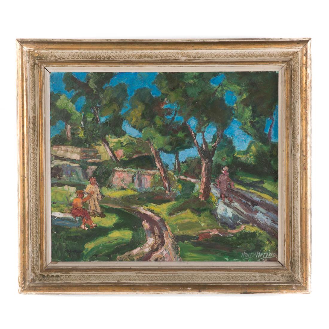 Harry Hering. "Central Park, NYC," oil on board (1 of 3)