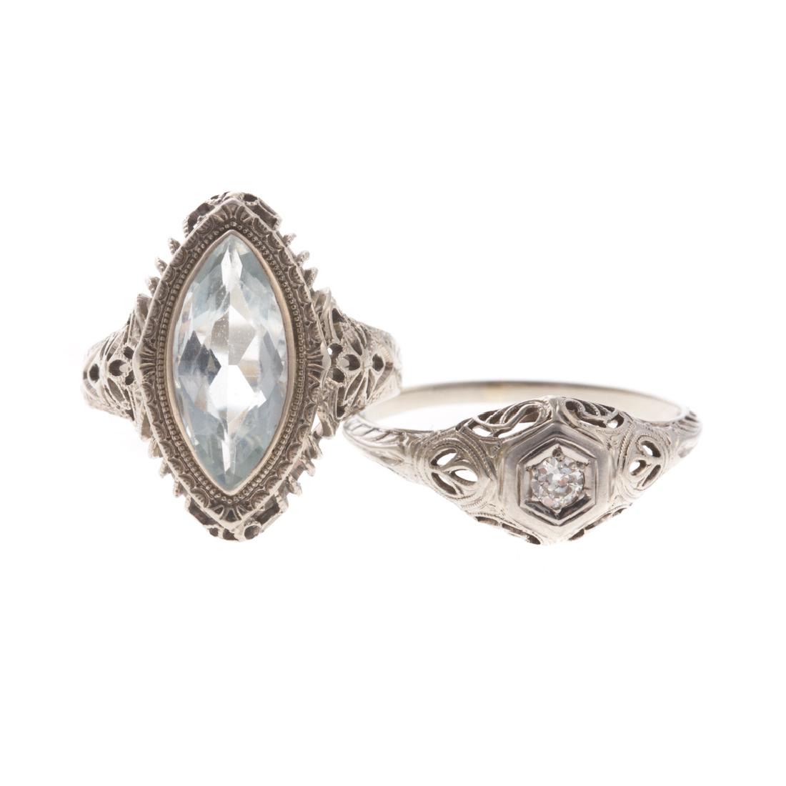 Two Vintage Filigree Rings in White Gold (1 of 4)