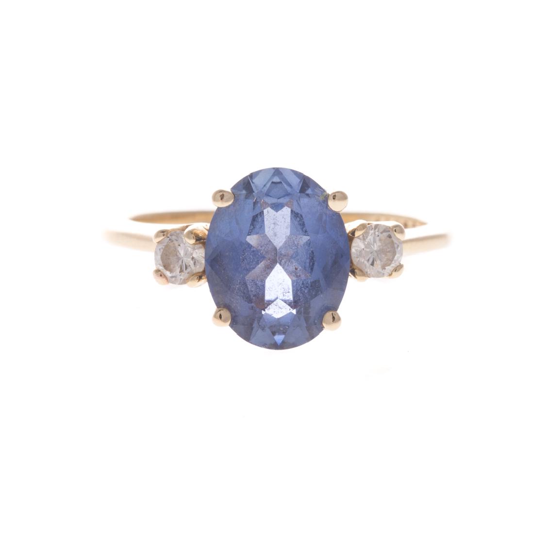 A Lady's 14K Sapphire and Diamond Ring (1 of 4)